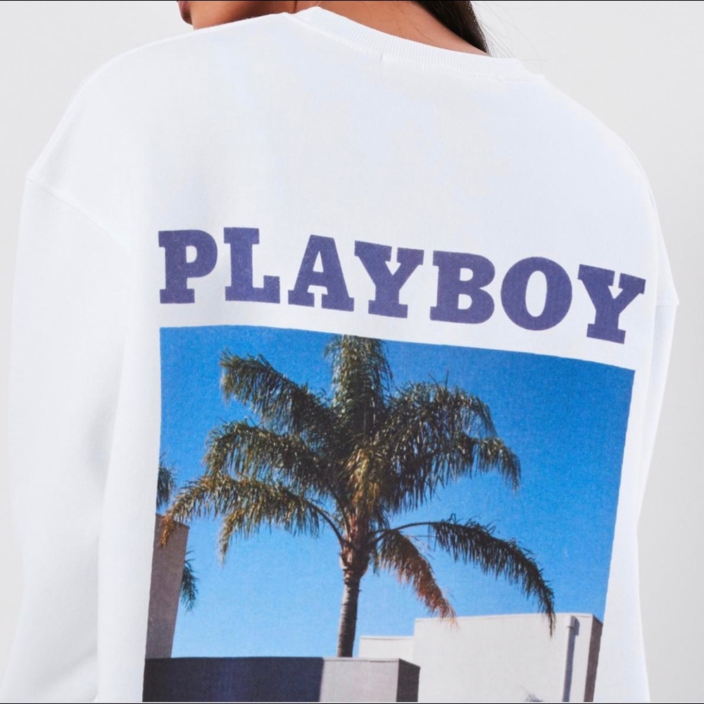 Playboy White Tropical Car Graphic Sweatshirt - Picture 2 of 4
